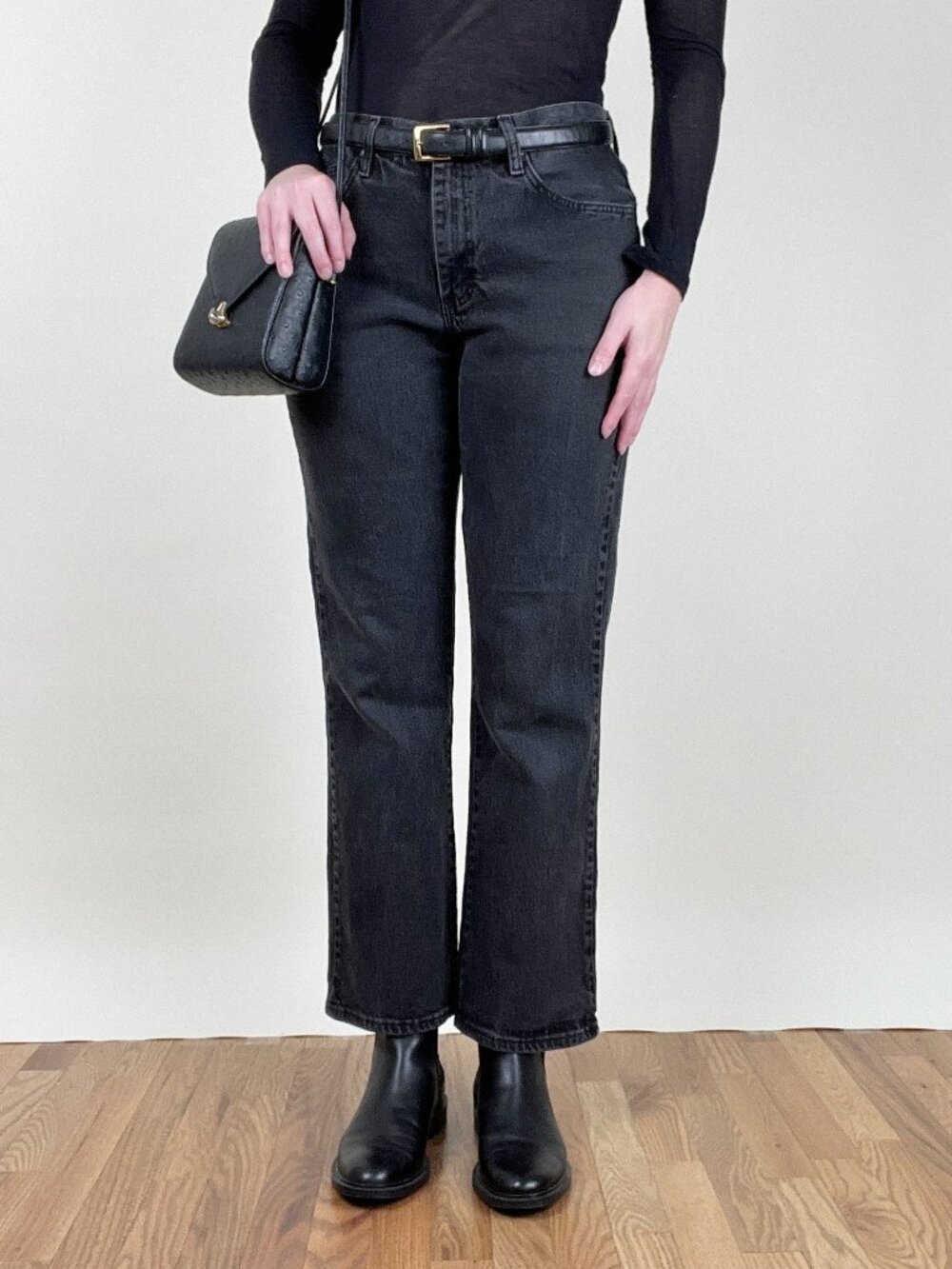 Vintage 90s Y2K Lee Riders Faded Black High Rise Straight Leg Denim Jeans 1990's